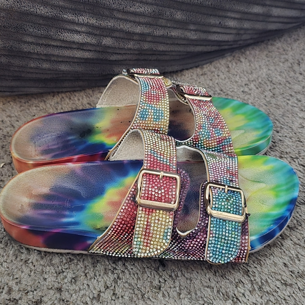 Nicole Miller Rainbow Slides Size 37
